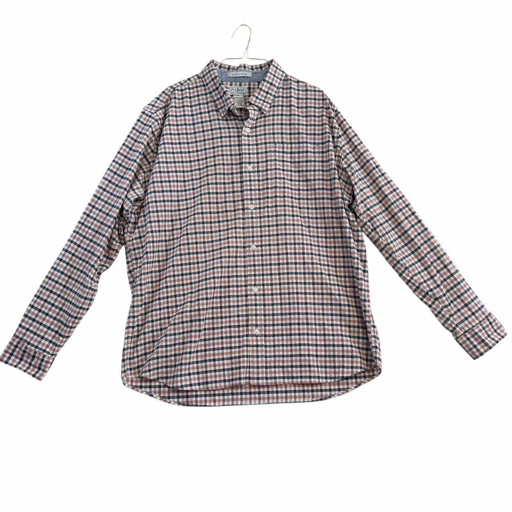 L.L.Bean Men's XL Slightly Fitted Coolmax Plaid Long Sleeve Button Down Shirt